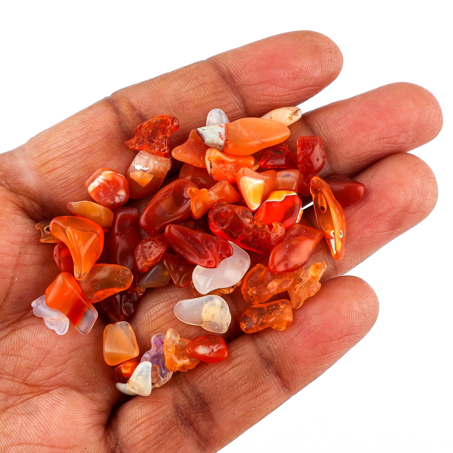 CRYSTALINES 50cts, Wholesale Natural Raw Mexican Fire Opal Gemstones, Untreated Polished Rough Stones, Bulk Loose Supplies, DIY Jewelry Making, Healing Crystals, Birthstone, Gem Collection, 35+pcs