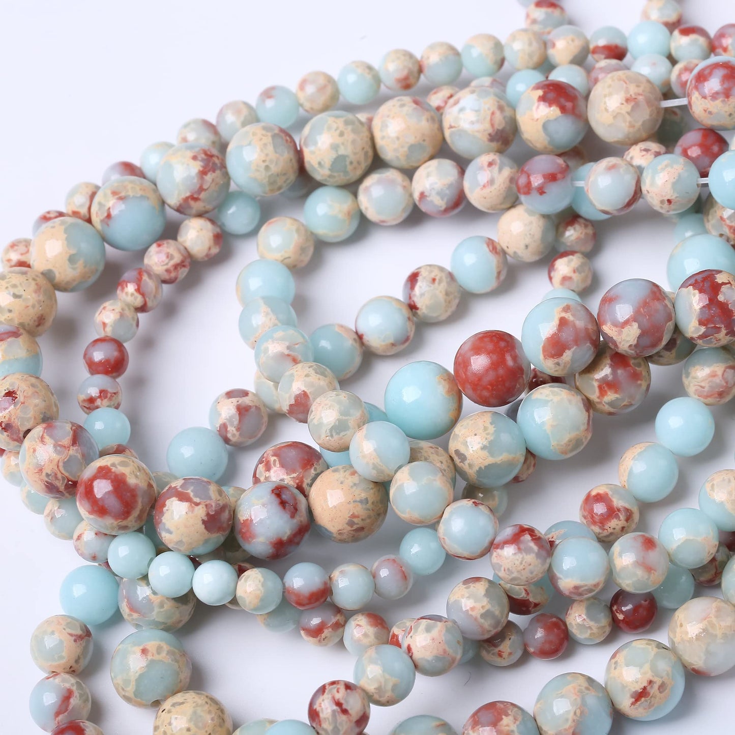 8MM Longevity Mountain Round Loose Beads Natural Gem Beads Crystal Energy Stone Beads for Jewelry Making DIY Bracelet Necklace