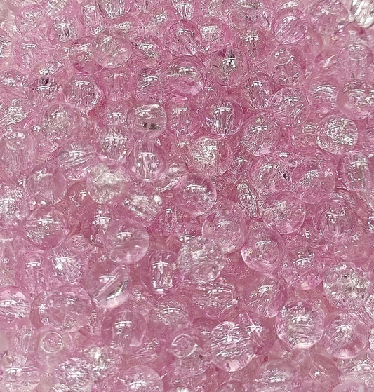 200PCS Glass Beads 8mm Glass Beads for Bracelets Necklaces Jewelry Making DIY Crafts (Pink Crackle)