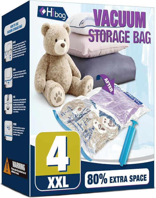 XXL Jumbo Vacuum Storage Bags by [Brand Name] - Extra Large 47''x35'' for Blankets & Comforters | 4 Pack with Hand Pump