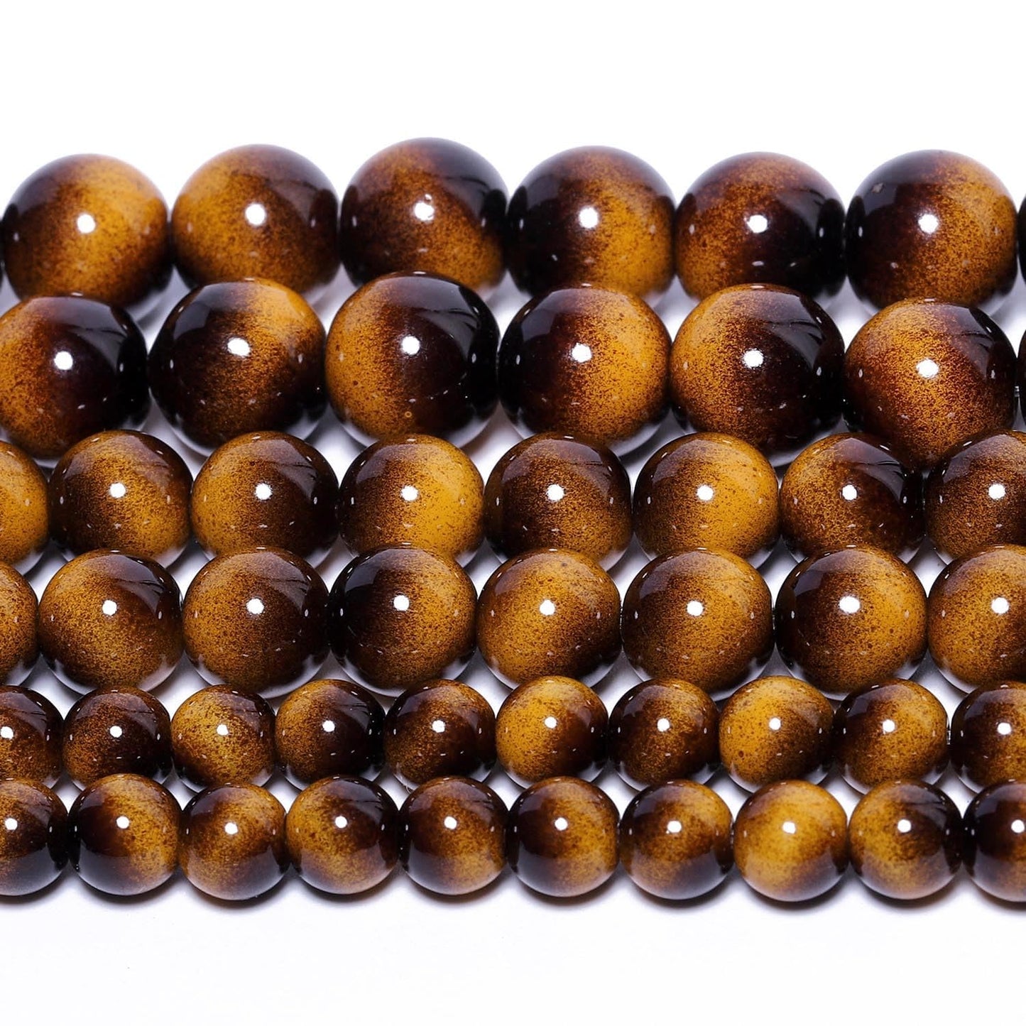Song Xi 60PCS 6mm Yellow Tiger Eye Gemstone Beads for Jewelry Making, Round Smooth Glass Beads for DIY Bracelet Necklace Earring Keychain, Arts and Crafts, for Christmas Wedding Birthday