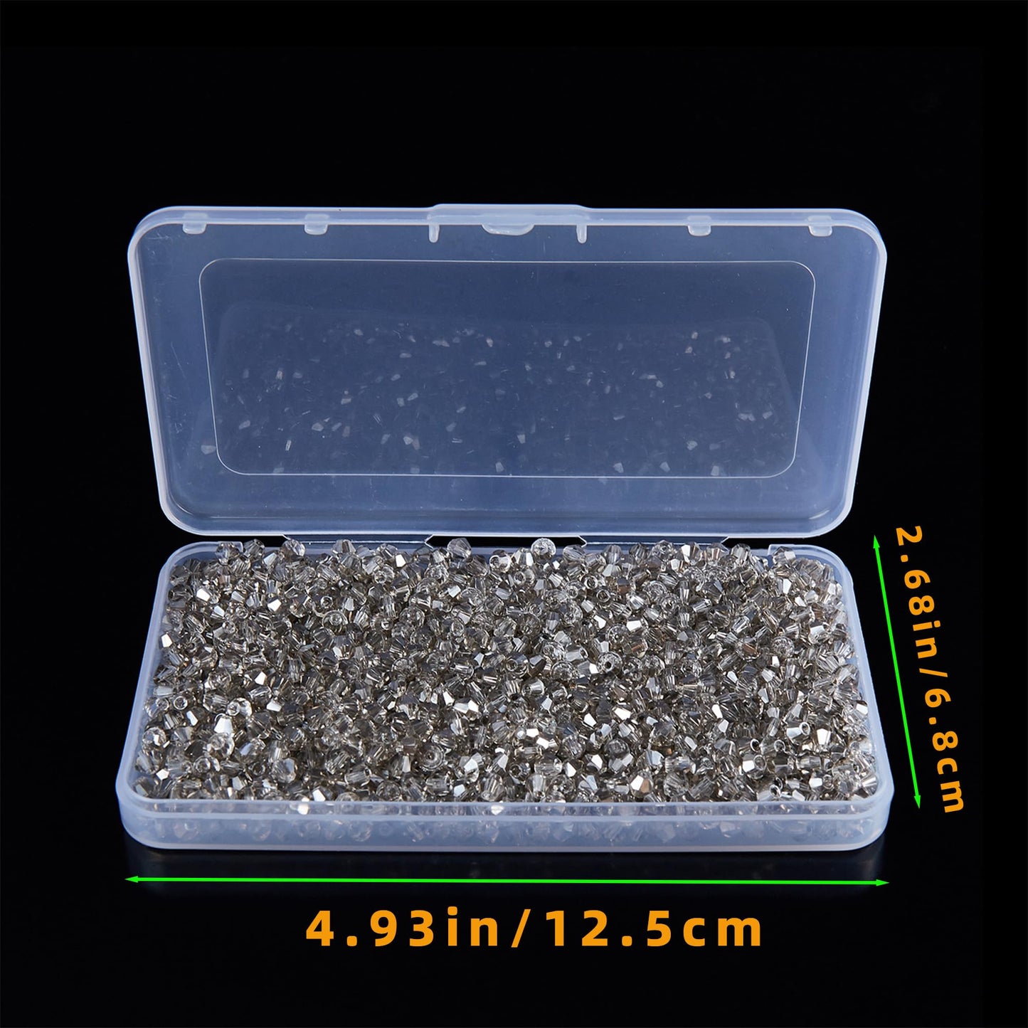 Laopottbeads 1100PCS 4mm Bicone Crystal Glass Beads for Jewelry Making, Sparkling Mini Beads for Suncatchers, DIY Bracelets & Craft Projects (Grey)