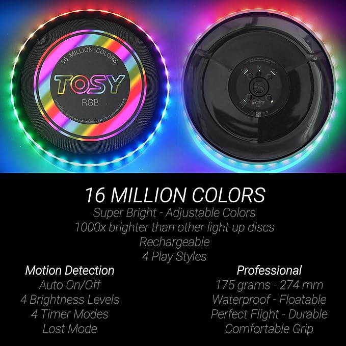 TOSY Bundle of 3-2X RGB Black + Blue - Frisbee 108 LEDs, 16 Million Colors