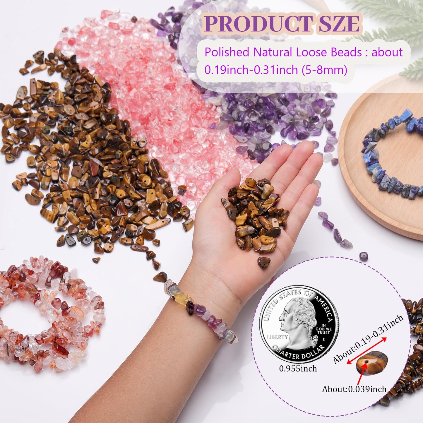 400pcs Natural Chip Stone Beads for Jewelry Making Fluorite 5-8mm Irregular Gemstones Healing Crystal Loose Rocks Bead Hole Drilled for Ring Earrings Necklace Bracelet Making DIY Art Crafts