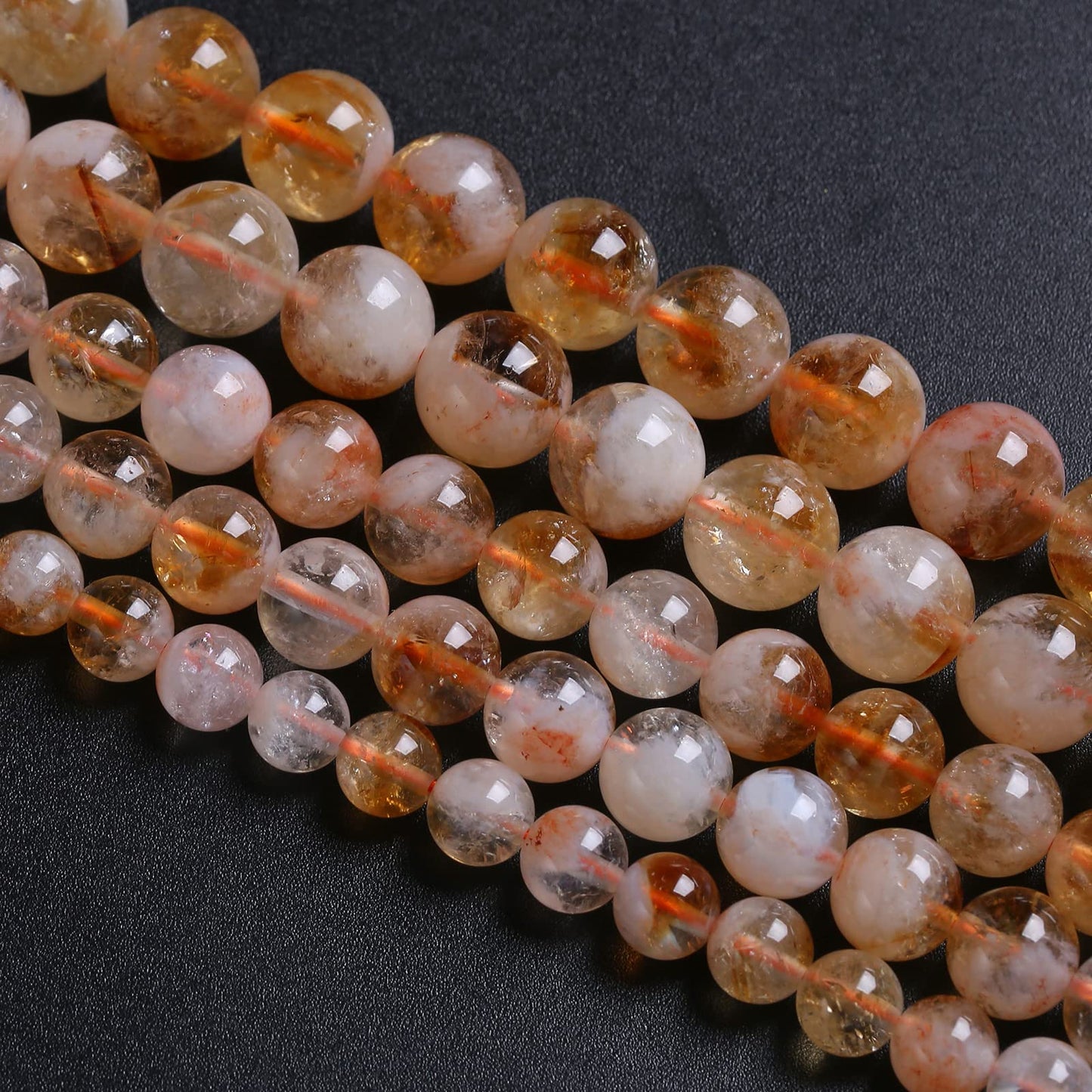 12MM 32PCS Natural Stone Citrine A Grade Quartz Crystal Loose Beads for Jewelry Making DIY Bracelet Necklace 1 Strand 15’’