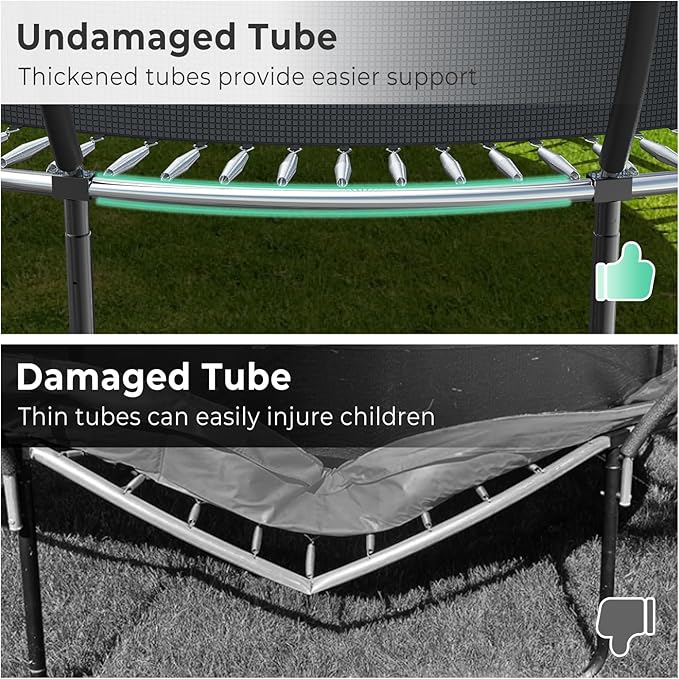 12 14 15 16FT Trampoline Outdoor with Basketball Hoop, Trampoline with Lights for Kids and Adults, Recreational Trampolin with Sprinkler, Stakes