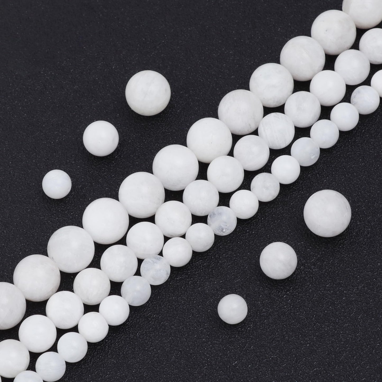 Youngbling Natural Gemstone Beads for Jewelry Making,8mm White Moonstone Polished Round Smooth Stone Beads for Bracelet Necklace 15 Inch