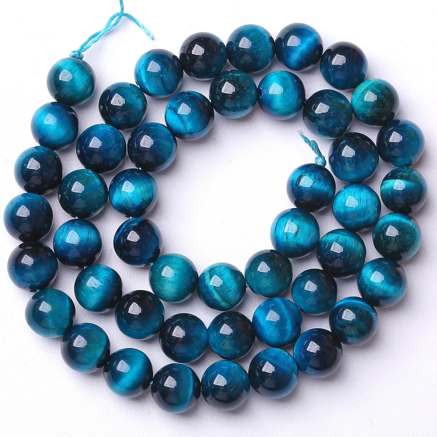 4MM 180pcs Natural Royal Blue Tiger Eye Stone Energy Healing Beads Round Loose Beads for Jewelry Making Bracelet 2 Strands 32"