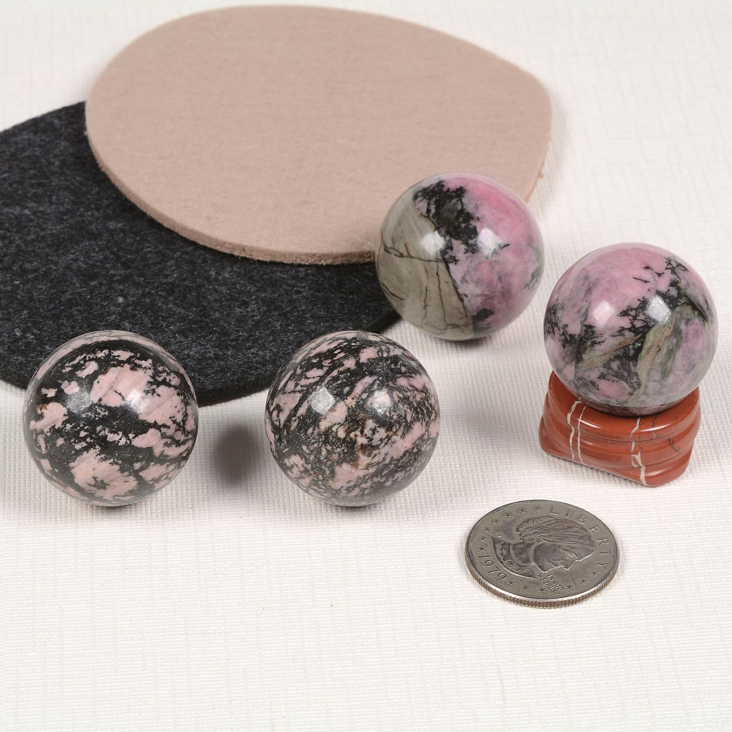 Justinstones Natural Polished Matrix Rhodonite Sphere with Red Jasper Stand – Handcrafted Gemstone 30mm Ball for Energy Healing, Meditation, and Home Décor