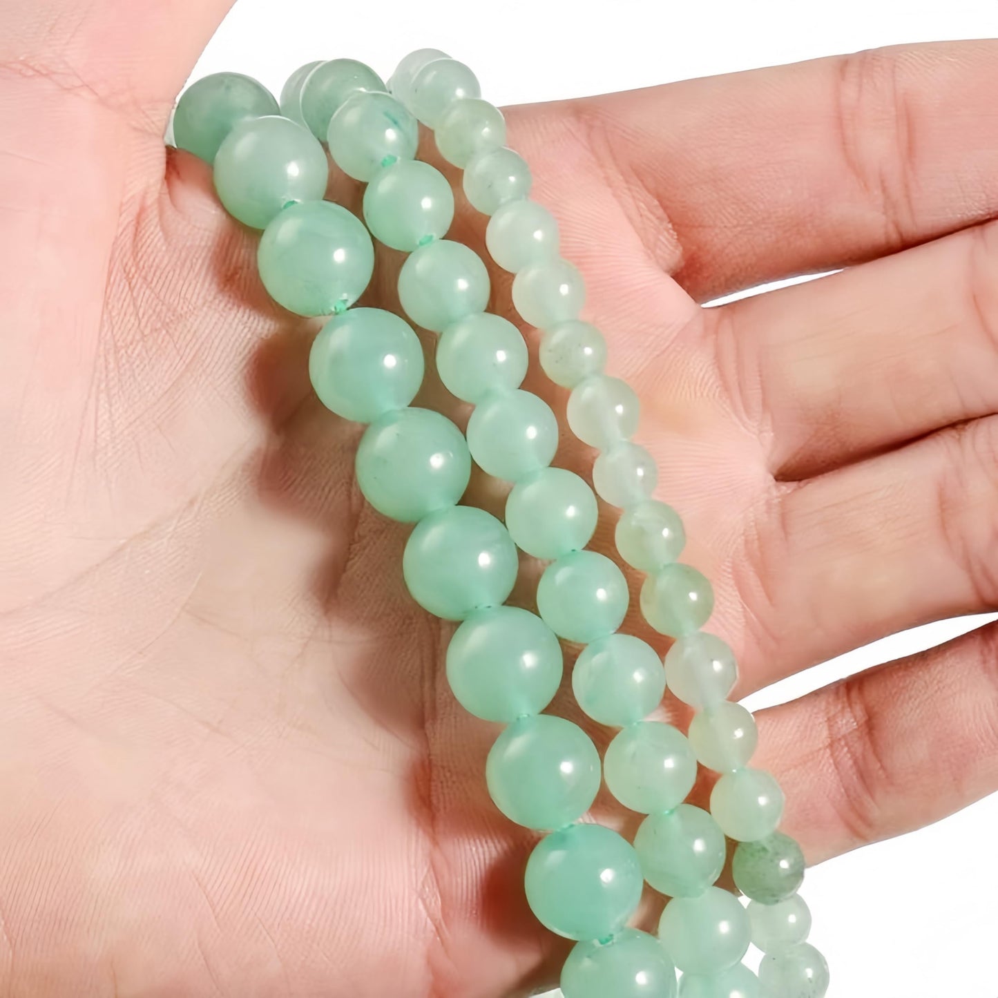 CINSKYING 3Pcs Healing Crystal Green Aventurine Bracelets for Women Men 8mm 6mm 4mm Natural Stone Beaded Stretch Bracelet Jewelry Gifts for Women Girl (T4-Green Aventurine)