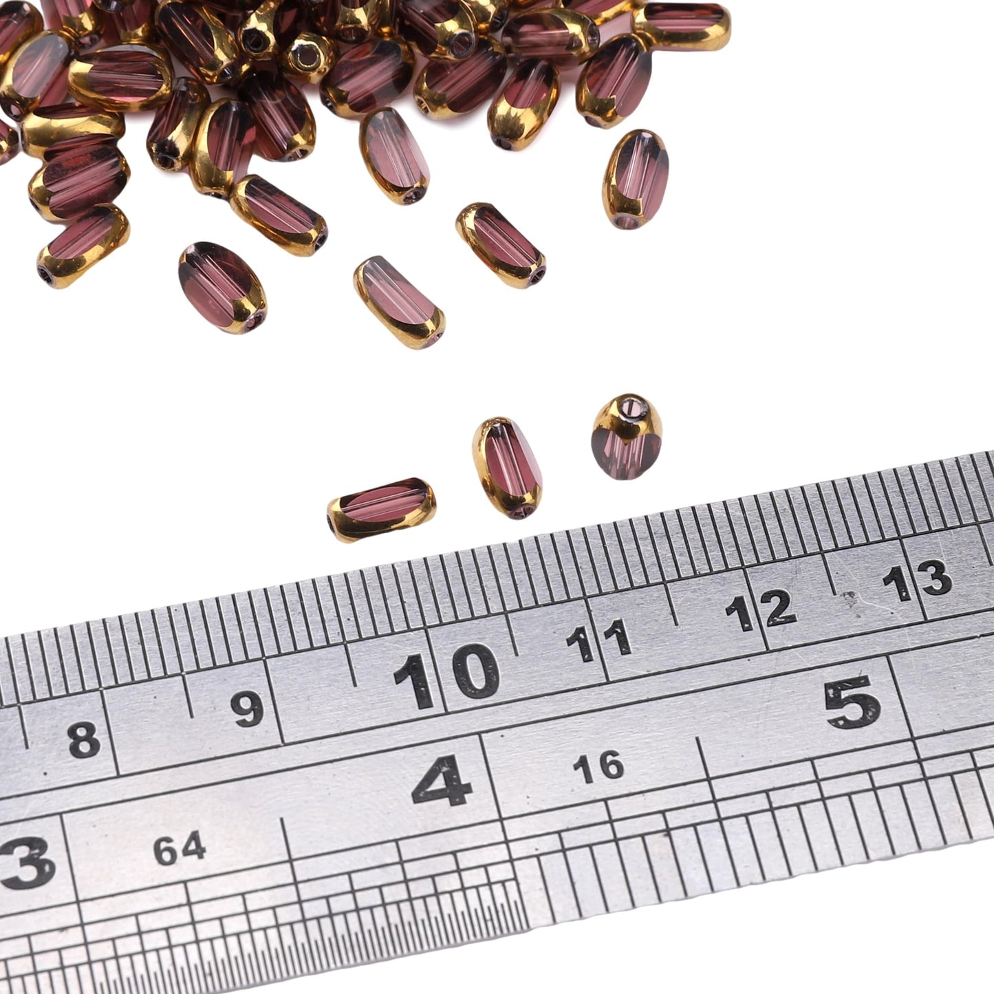 DADIFEN Glass Rice Beads Clear Purple 4x6mm 50pcs Faceted Oval Golden Edge Crystal Loose Beads for DIY Craft Jewelry Making