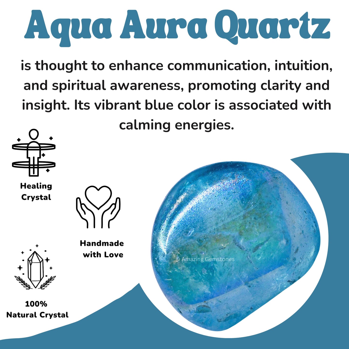 Amazing Gemstone Aqua Aura Quartz Crystals and Healing Stones Tumbled - 1 oz, Healing Stones for Energy Balance, Stress Relief - Premium Polished Gems Rocks for Meditation and Wellness