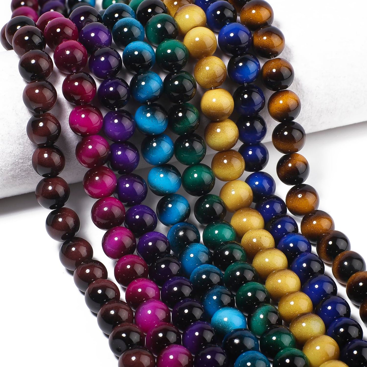 Song Xi 28PCS 12mm Khaki Tiger Eye Gemstone Beads for Jewelry Making, Round Smooth Glass Beads for DIY Bracelet Necklace Earring Keychain, Arts and Crafts, for Christmas Wedding Birthday
