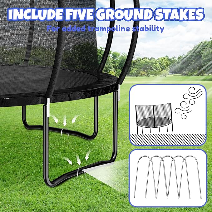 14FT & 16FT Trampoline for Kids & Adults, Big Round Trampoline with Basketball Hoop, Sprinkler & ASTM Certified