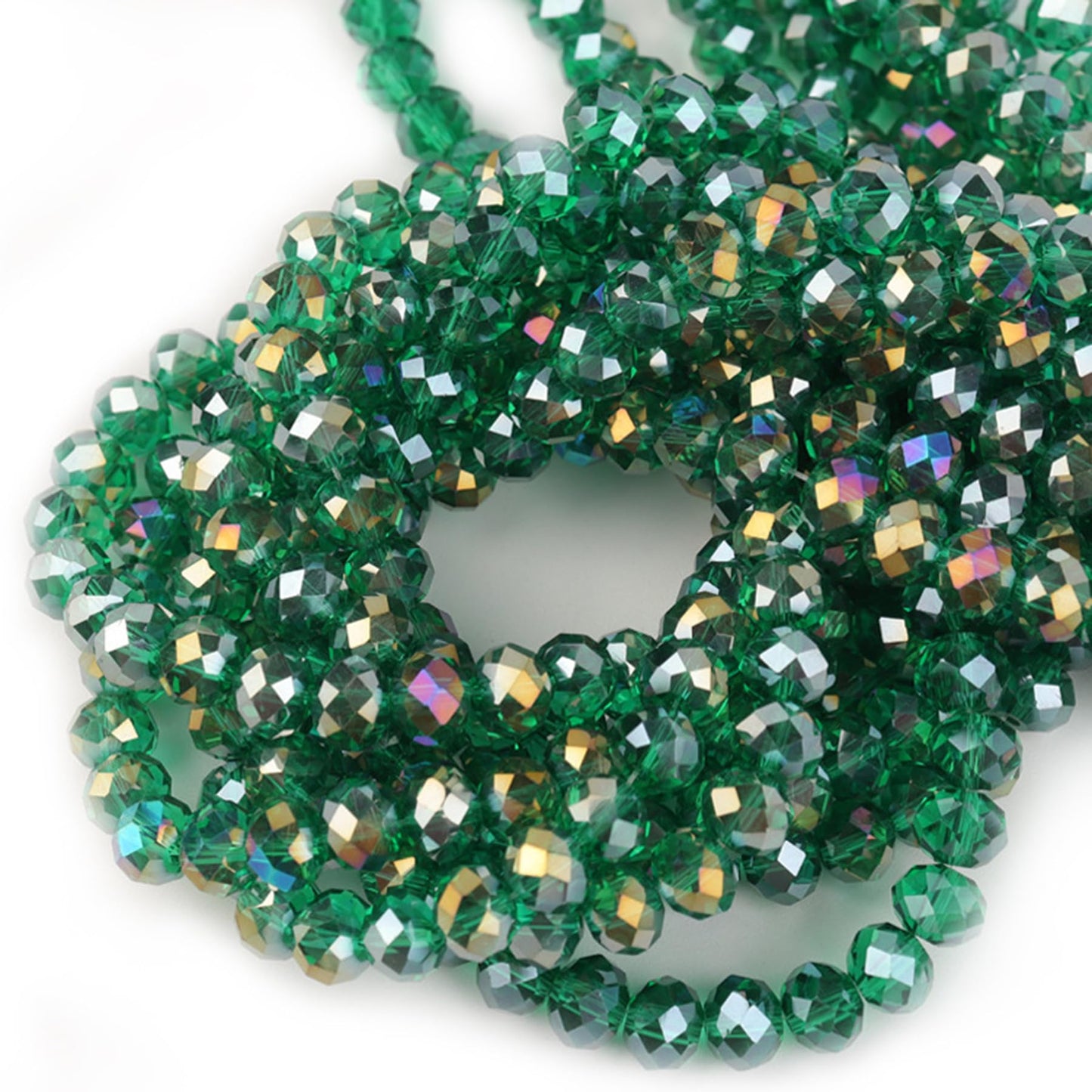 Laopottbeads 220Pcs 10mm Crystal Glass Beads for Jewelry Making Beads for Bracelets Necklace Pendants Making Supplies(Malachite Green)