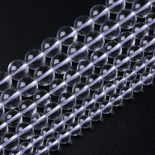 36PCS 10MM Clear White Crystal Quartz Stone Beads Natural Gemstone Bead Crystal Healing Energy Jewelry Making DIY 15 inches