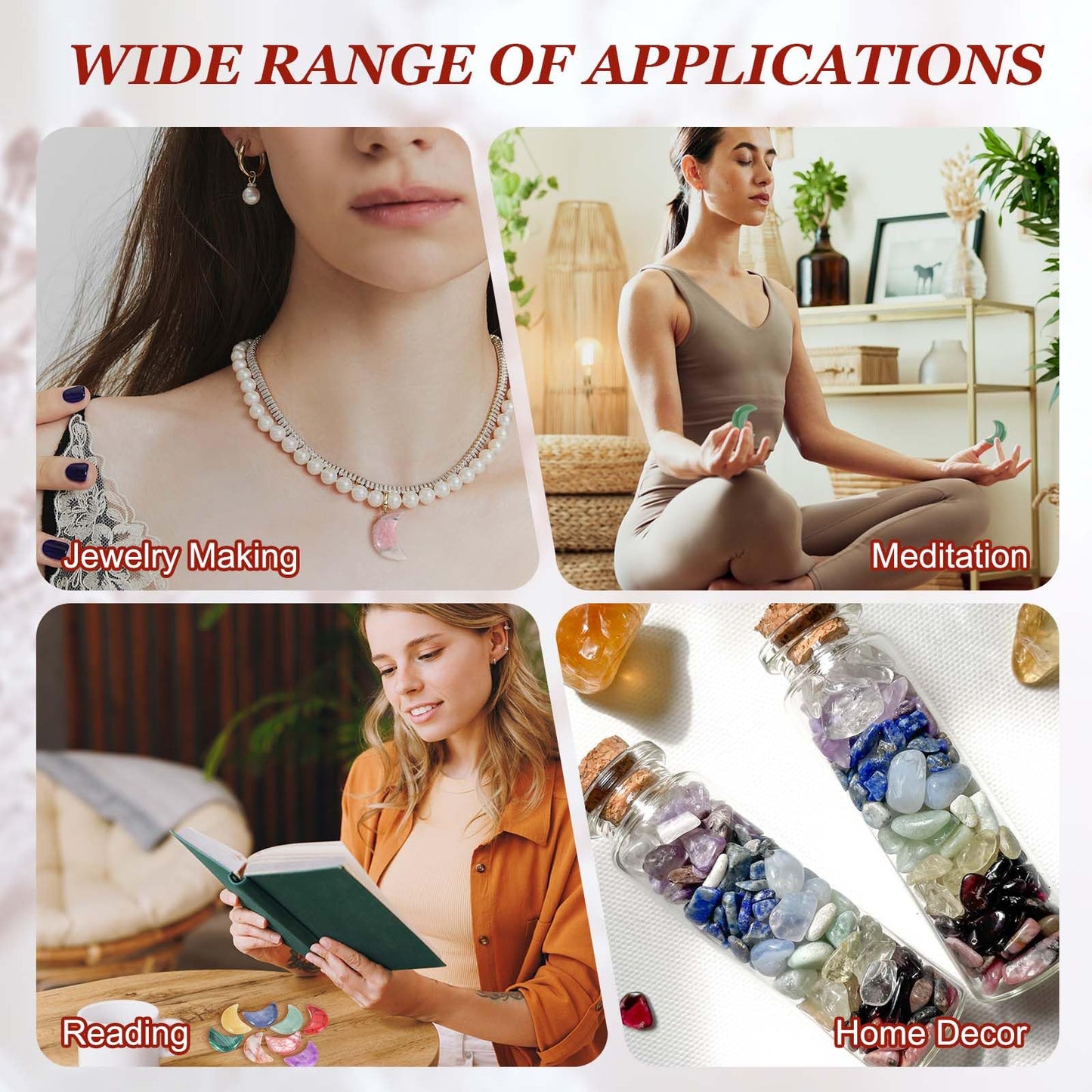 MECCANIXITY 10 Pcs Moon Crystal Worry Stone, 0.5 Inch Length Natural Yellow Stone Moon Gemstone Bulk, Carved Pocket Stones for Meditation Balancing Pendant Decor