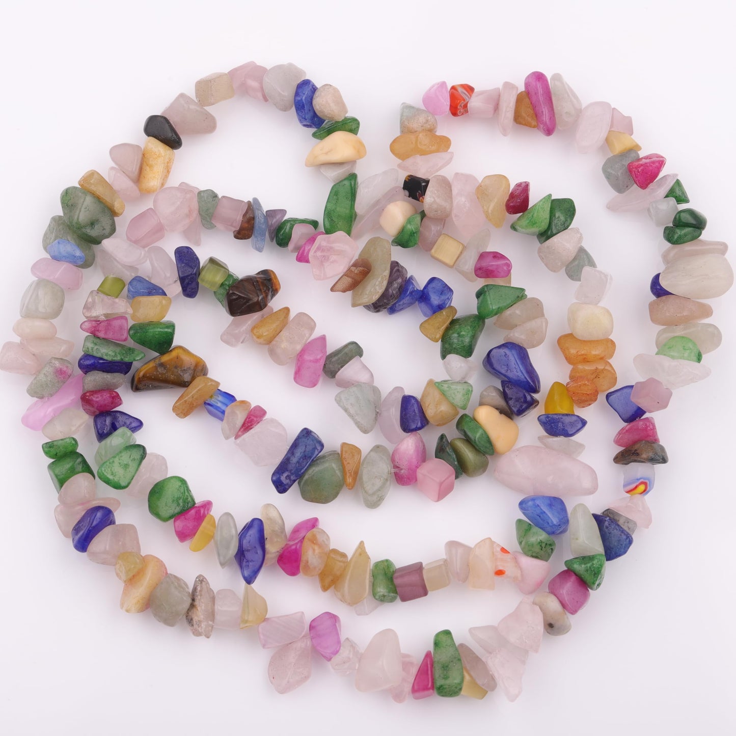 200pcs Natural Irregular Chip Stone Beads 5-8mm Pre-Drilled 30-inch Strand Semi-Precious Healing Crystal Beads for DIY Jewelry Making Bracelet Chakra Crafts Multicolor Jade