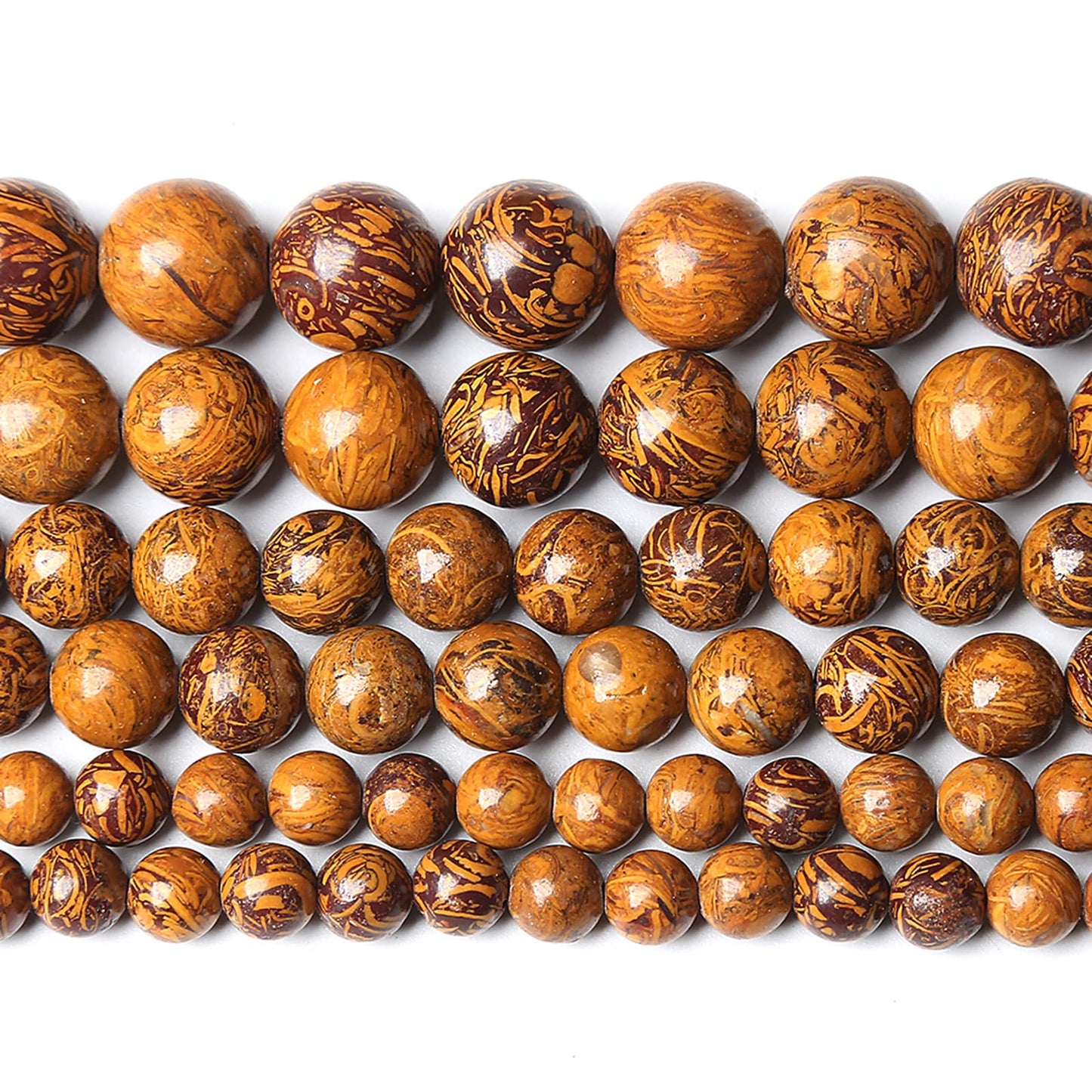 10MM 38PCS Natural Stone Yellow Sunflower Jasper Loose Beads for Jewelry Making DIY Bracelet