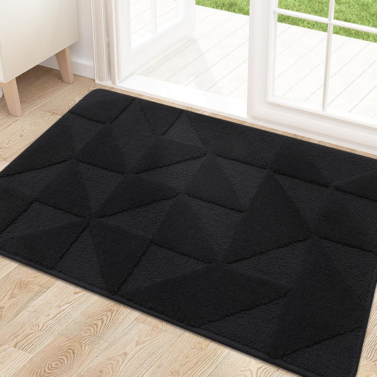OLANLY Indoor Door Mat - Non-Slip, Absorbent, Washable Entryway Mat | Low-Profile Design (32x20 inches, Black)