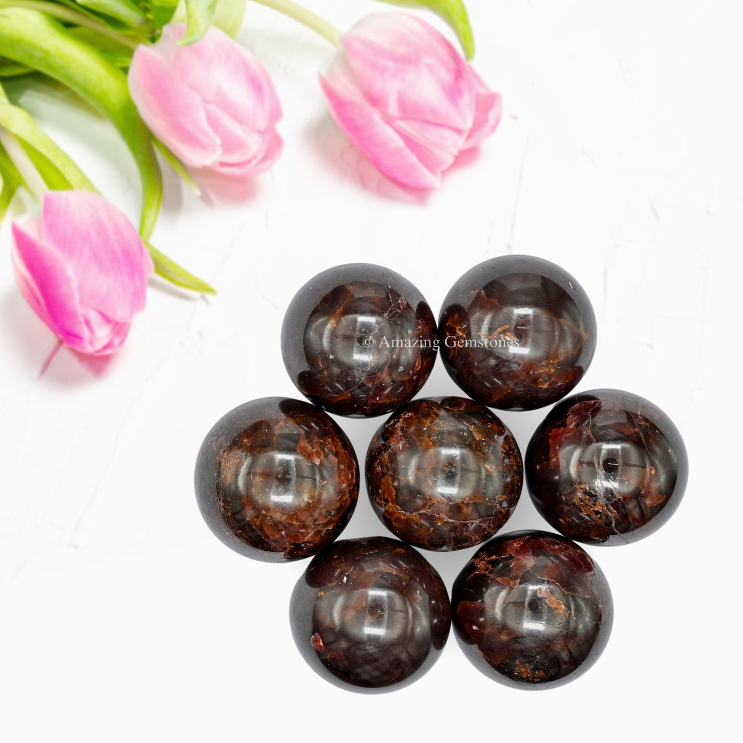 Amazing Gemstone Garnet Crystal Ball - 1 Inches Crystal Sphere Meditation Balls for Witchcraft and Decorative Balls - Crystals and Healing Stones Beginners Gift (Pack of 1)