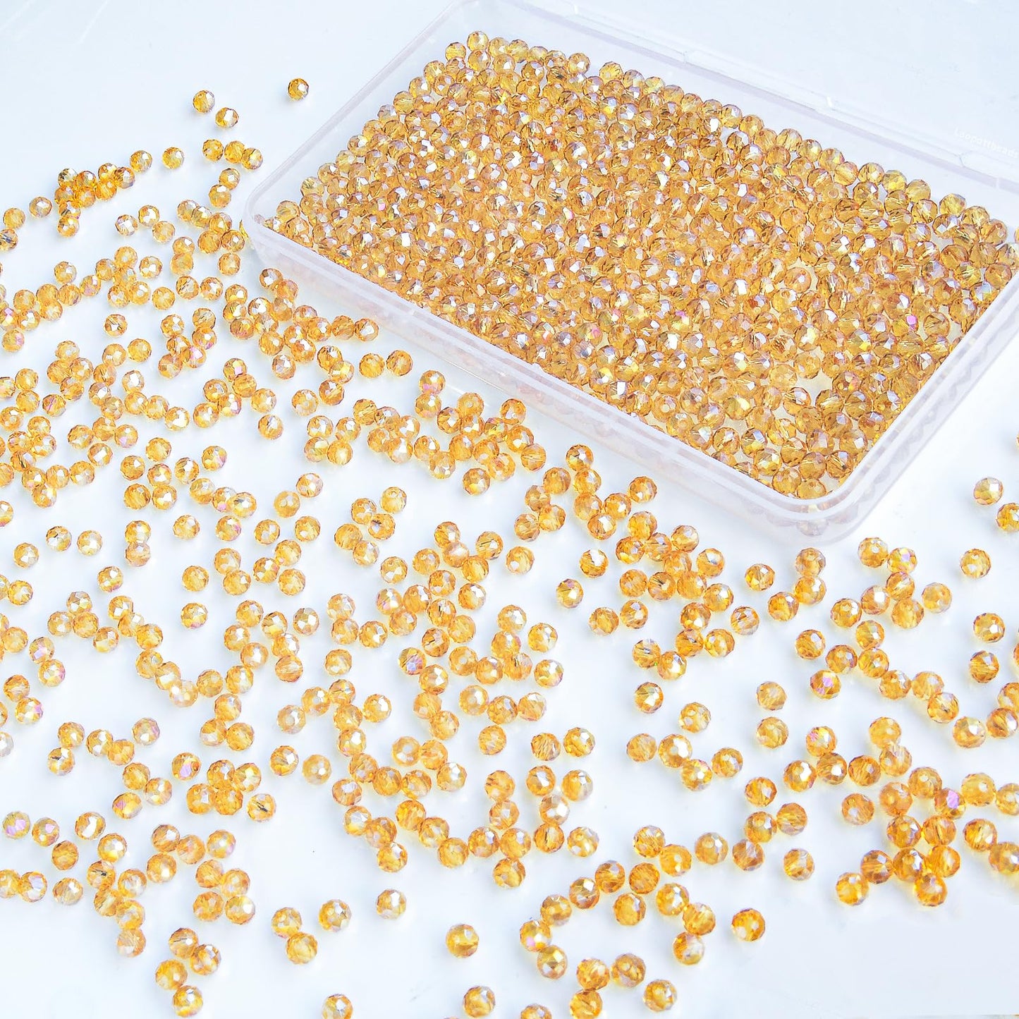 Laopottbeads 1200 Pcs 4mm Round Crystal Glass Beads for DIY Jewelry, Ideal for Bracelets, Necklaces, Pendants, and Handmade Craft Projects(Gold Champagne)