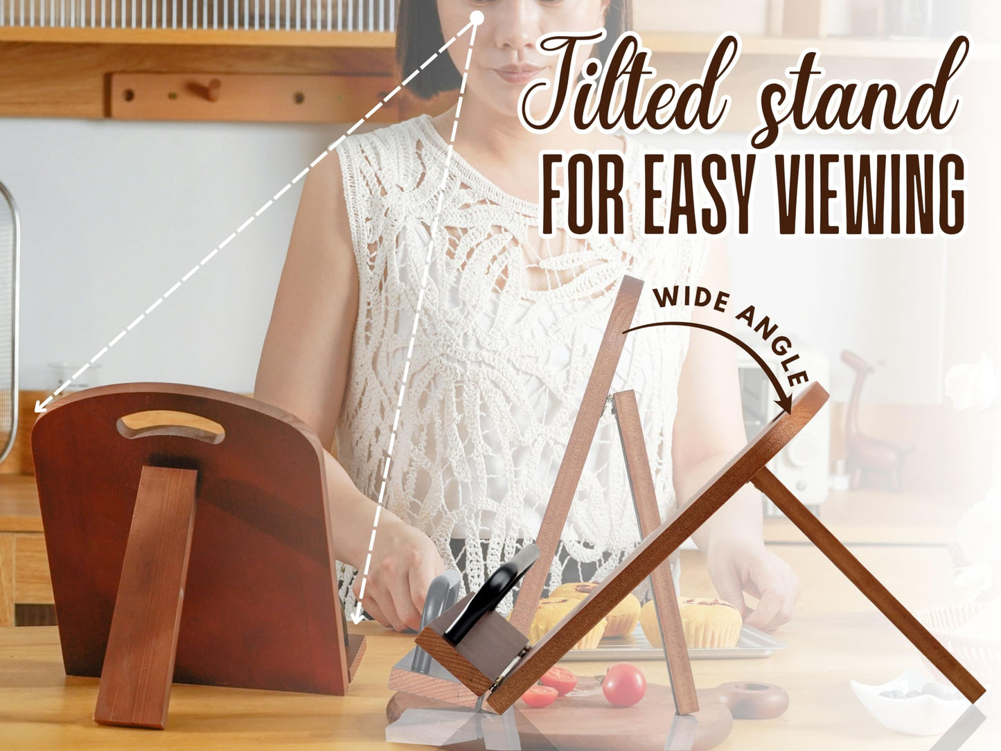 InnoBeta Coffee Gifts for Women, Cookbook Stand for Kitchen Counter, Perfect Gifts for Coffee Lovers on Birthday, Adjustable Tablet Recipe Book Holder, Unique Kitchen & Cafe Decor