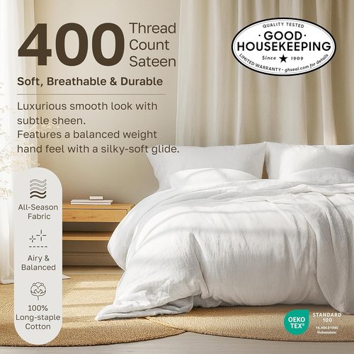 California Design Den King Size Pillowcase Set - 400 Thread Count, 100% Cotton Sateen, Soft Indigo Blue | Set of 2