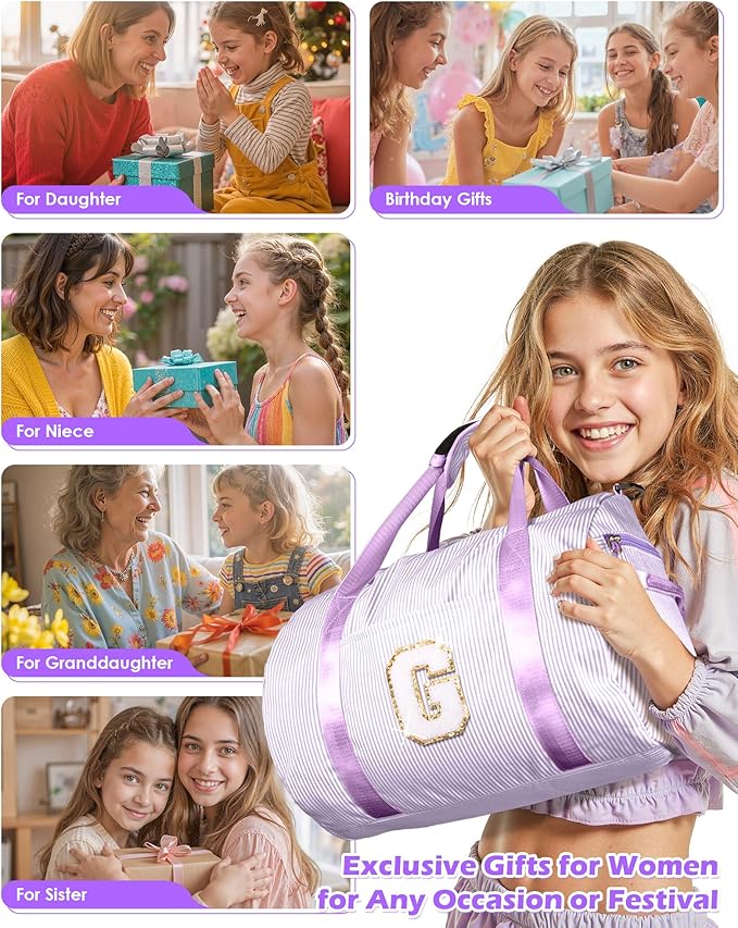 Granddaughter Gift from Grandmom, Girl Gym Bag, Kids Initial Overnight Duffel Bags with Shoe Compartment, Personalized Dance Bag with Makeup Pouch, Teen Girl Gifts Trendy Stuff (Letter Z)