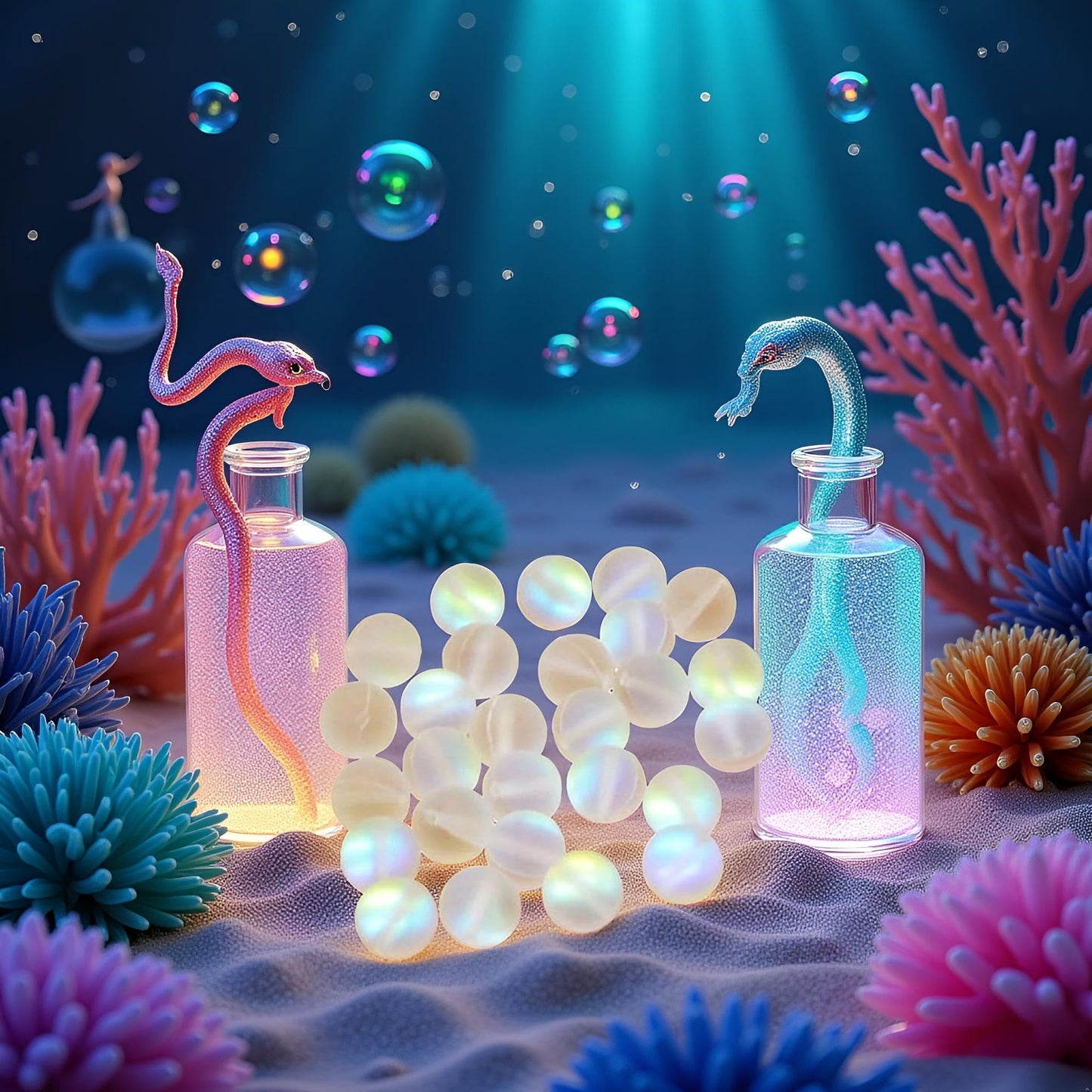 100 Pcs Matte Crystal Glass Beads Mermaid Aurora Beads Moonstone Beads for Jewelry Making 8mm