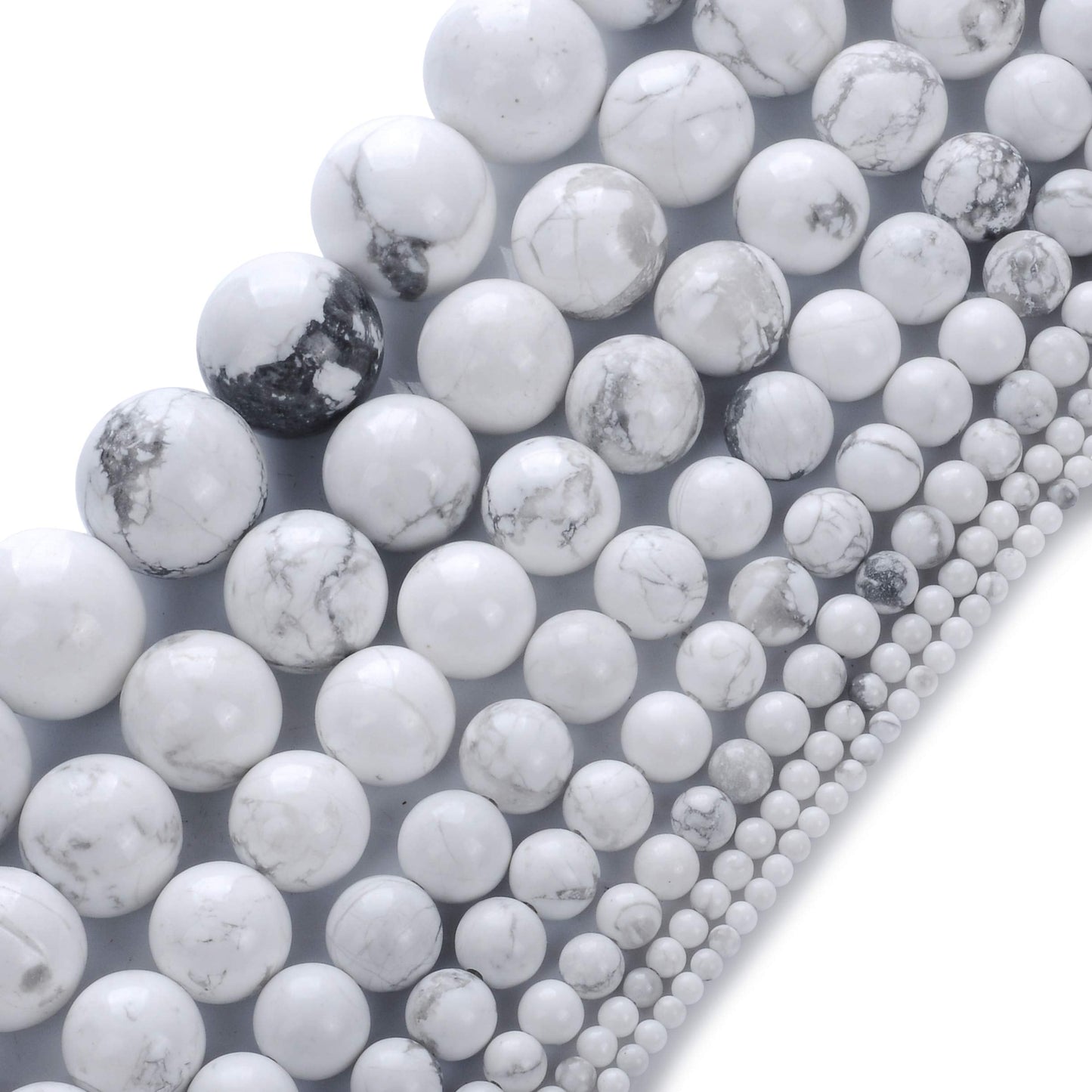 Natural Stone Beads 14mm White Howlite Gemstone Round Loose Beads Crystal Energy Stone Healing Power for Jewelry Making DIY,1 Strand 15"