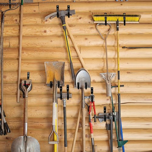 KURUI Heavy Duty Garage Hooks - 6Pcs 3.5" & 4Pcs 8" Ladder Hooks for Tools & Cords | Black Wall Mount