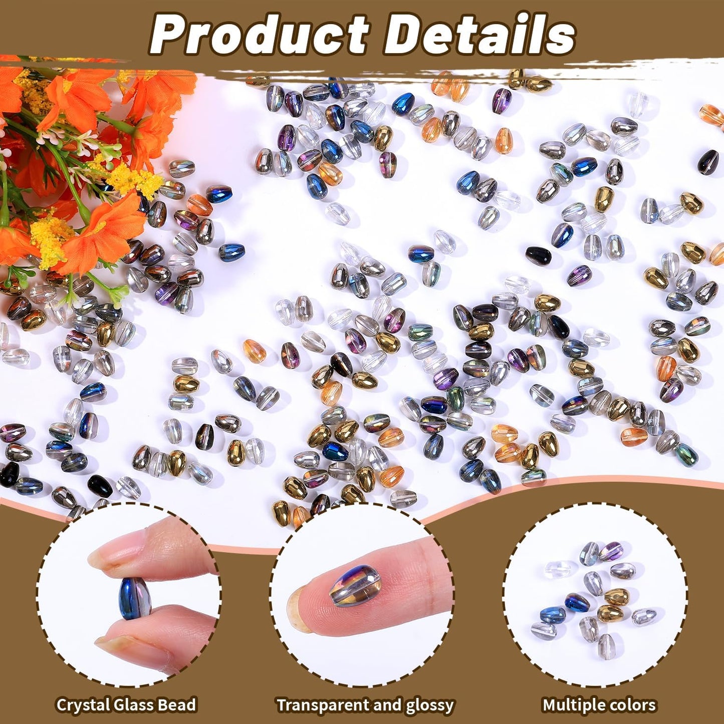 Victlov 300pcs Glass Crystal Teardrop Beads 6X9mm Drop Glass Spacer Beads Colorful Clear Electroplated Color Crystal Beads for DIY Jewelry Bracelet Making (Drop)