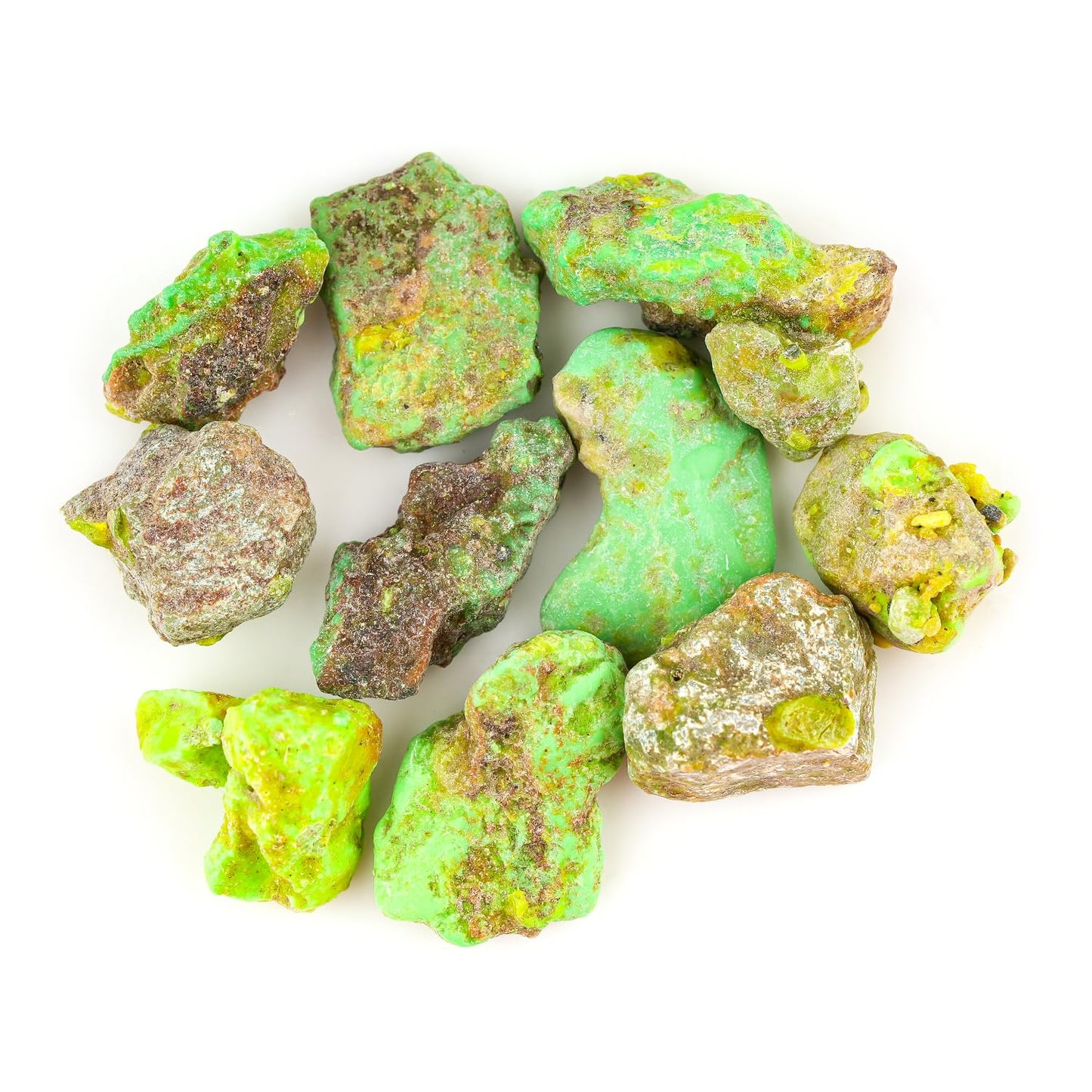 ColouredRocks 50 carats Green Turquoise Crystals, Raw Stones, Rough Gemstones, Jewelry Making Supply, Cabbing, Polishing, Cutting, DIY, Crafts (10-12pcs) (8-12mm)
