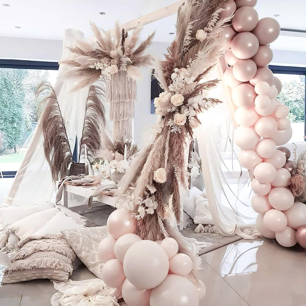 PartyWoo Beige Balloons - 101pcs 12 Inch Boho Cream & Ivory Latex for Weddings & Celebrations