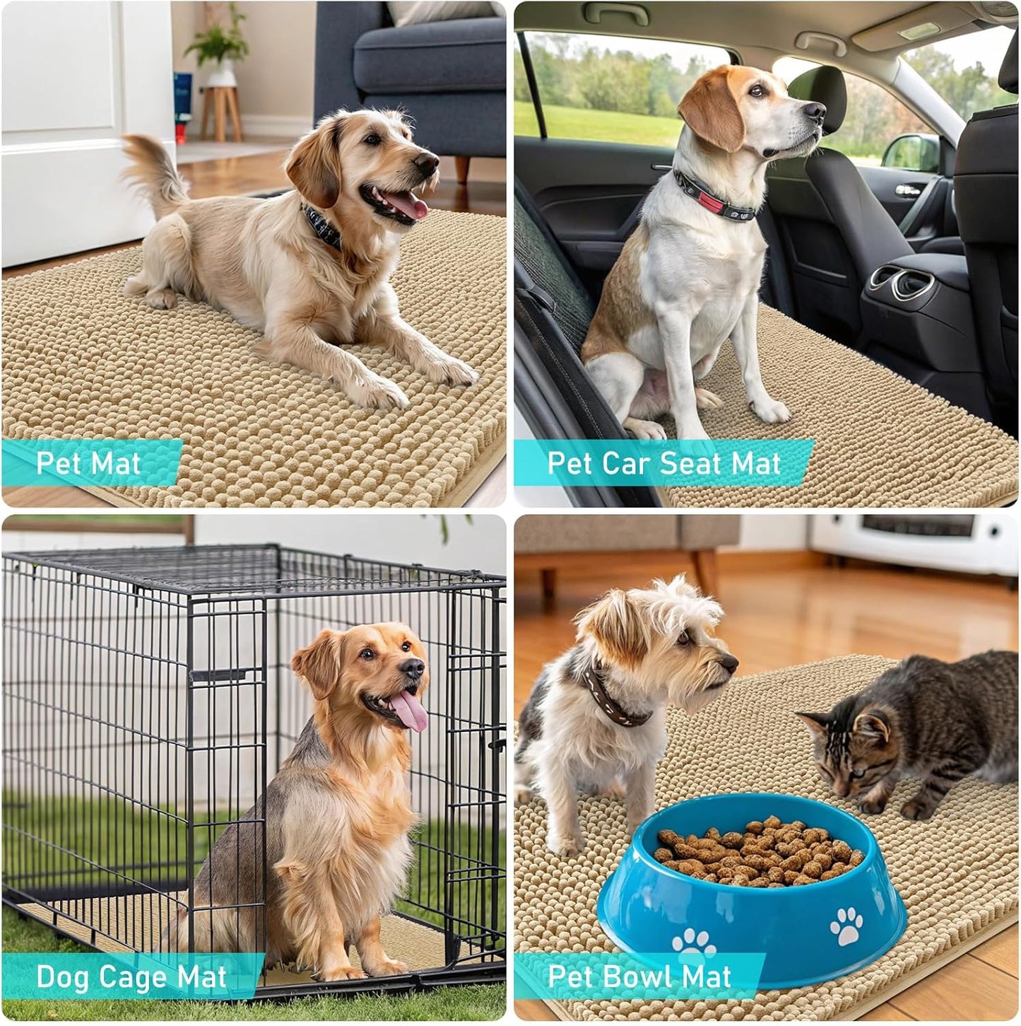 OLANLY Dog Door Mat - Absorbent Non-Slip Washable Doormat for Muddy Paws | 54x24 Inches, Beige