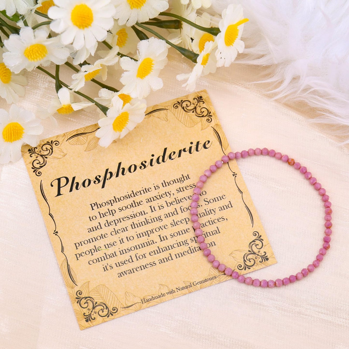 BONNY BOXX Natural Genuine Gemstone Faceted Round Beads Bracelets, 3mm Adjustable Stretchy Tiny Faceted Purple Lepidolite Bracelet, Healing Crystal Reiki Chakra Dainty Jewelry Fashion Gifts