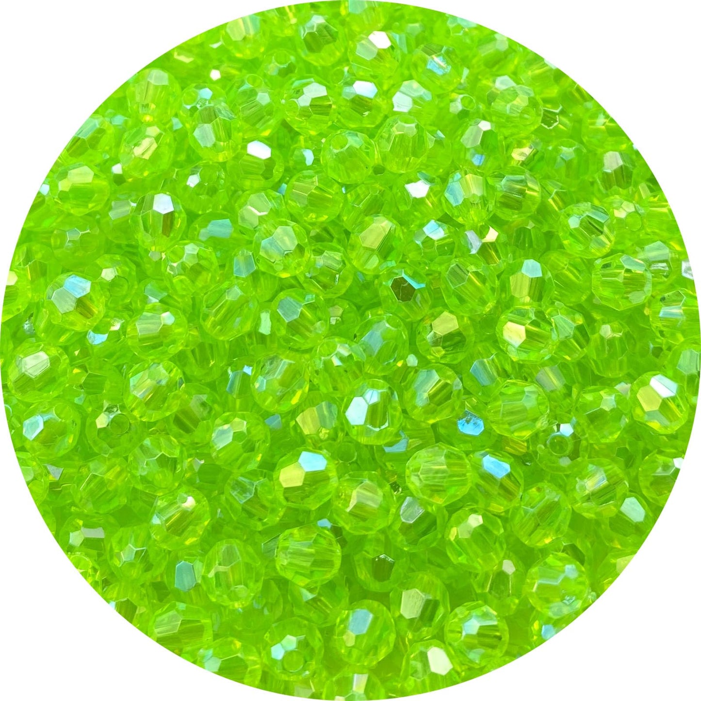 Tingoons 200 PCS 10mm Acrylic Faceted Spacer Beads AB Color Glossy Round Loose Beads for Jewelry Making Bracelet Necklace Earring Ornament Wind Chimes Key Chains(Fluorescent Green AB)