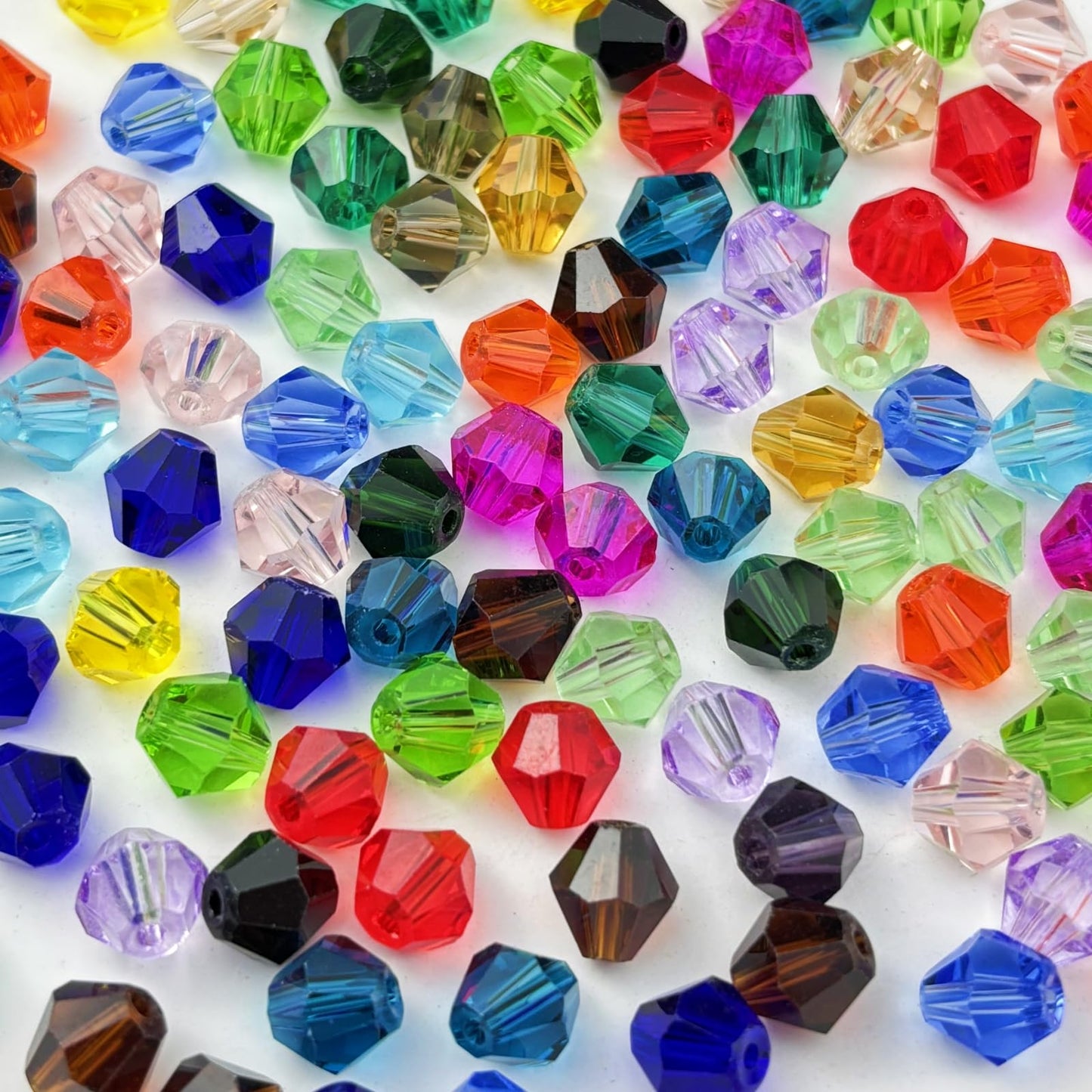 YUEXIGO 100pcs 8mm Bicone Glass Crystal Beads for Jewelry Making, Faceted Bicone Glass Spacer Beads for Bracelet Earring Necklace DIY Craft(Mix Color)