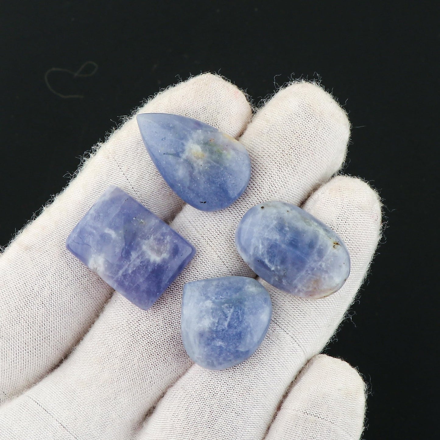 CRYSTALIS 4pcs Natural Purple Hackmanite, UV Reactive, Loose Gemstone, Wholesale Bulk Cabochons, Jewelry Making Supply, Chakra Healing Polished Stones, Wire Wrapping, DIY, Gem Collection, 14-18mm