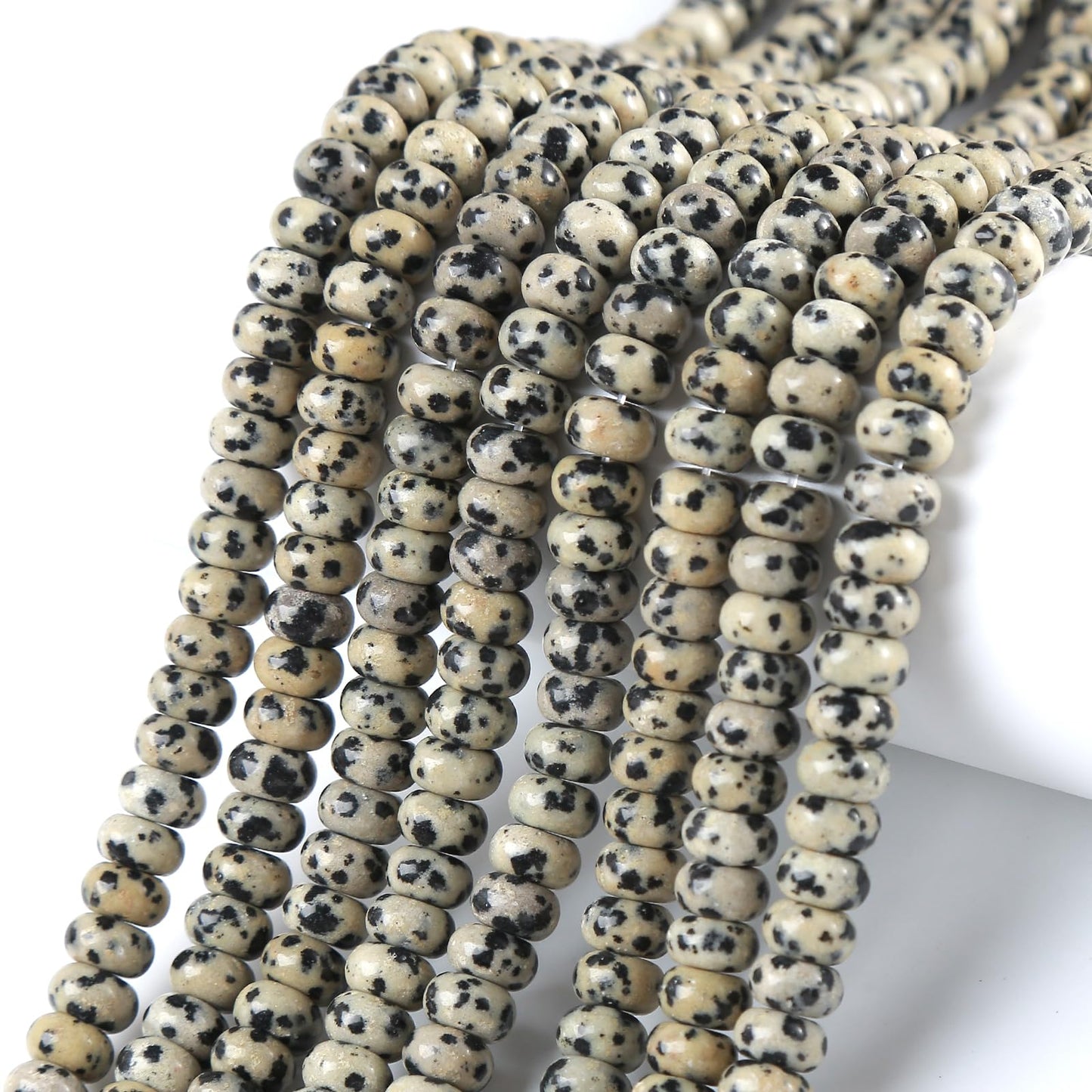 5x8MM 72PCS Dalmation Jasper Tube Rondelle Abacus Disk Spacer Loose Beads for Jewelry Making