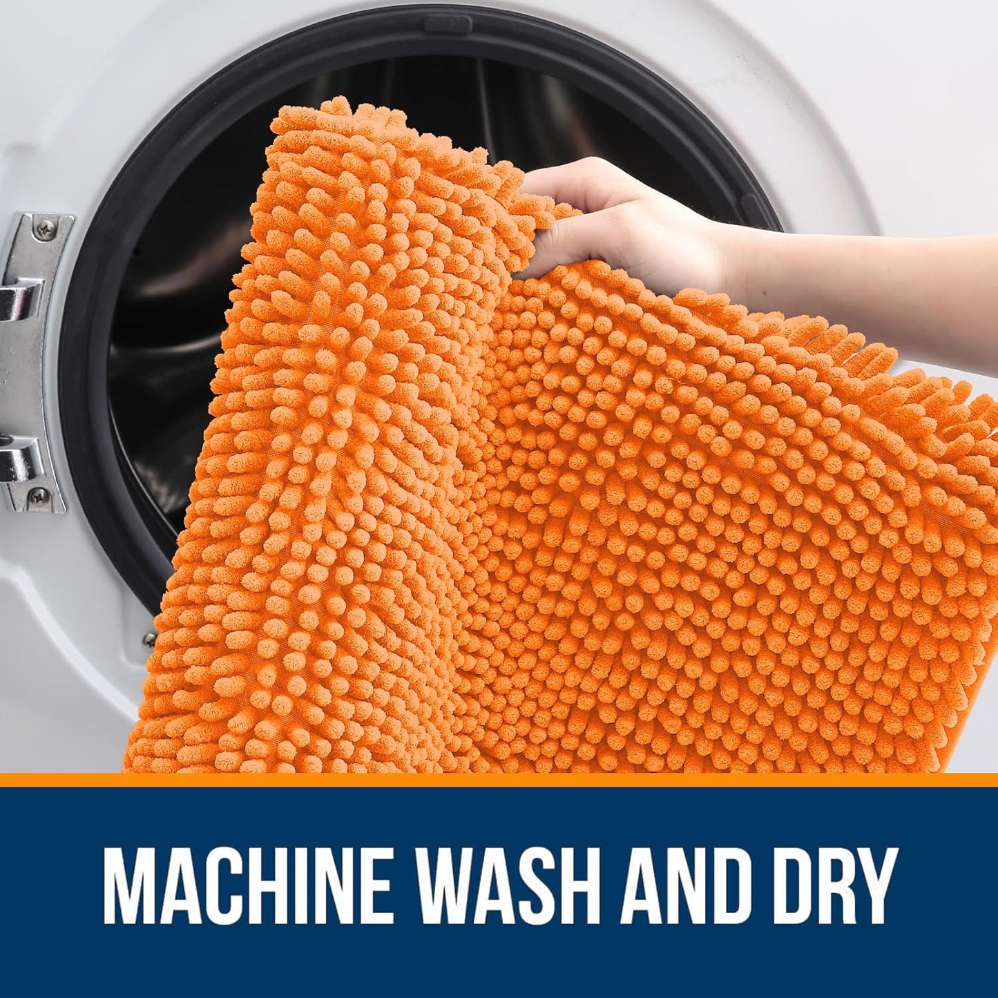 OLANLY Large Bathroom Rugs - Extra Soft Chenille Bath Mats | Quick-Dry, Machine Washable, 40x24, Orange