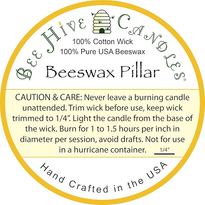 100% Pure Beeswax Pillar Candle (2" x 3" (3-Pack)) | Natural Beeswax Candles | Soy, Paraffin & Fragrance Free | Handmade in The USA