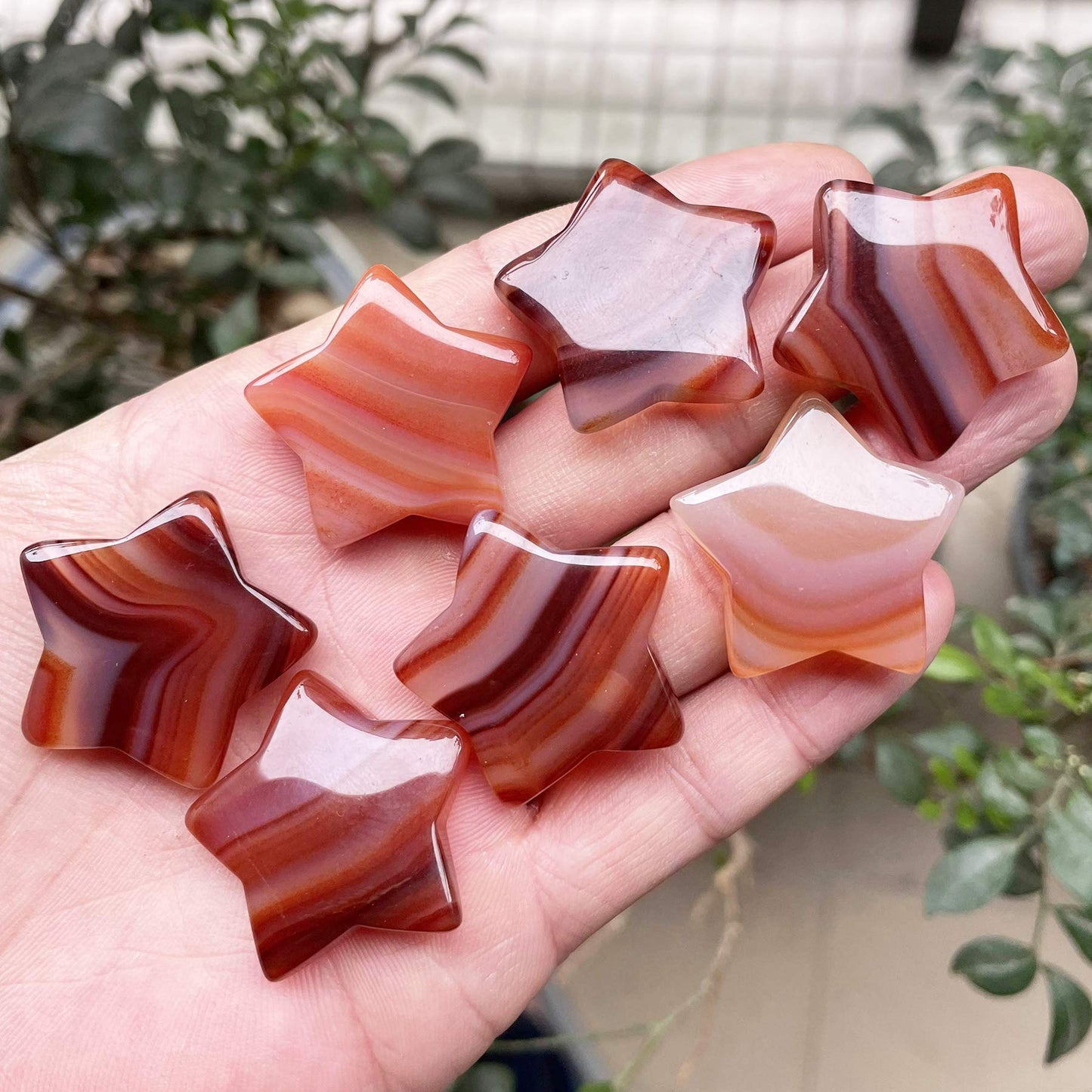Fekuar Carnelian Crystal Star Chakra Stones for Reiki Healing Yoga Balance Meditation Polished Mini Pocket Palm Stone 1 Inch (30mm)