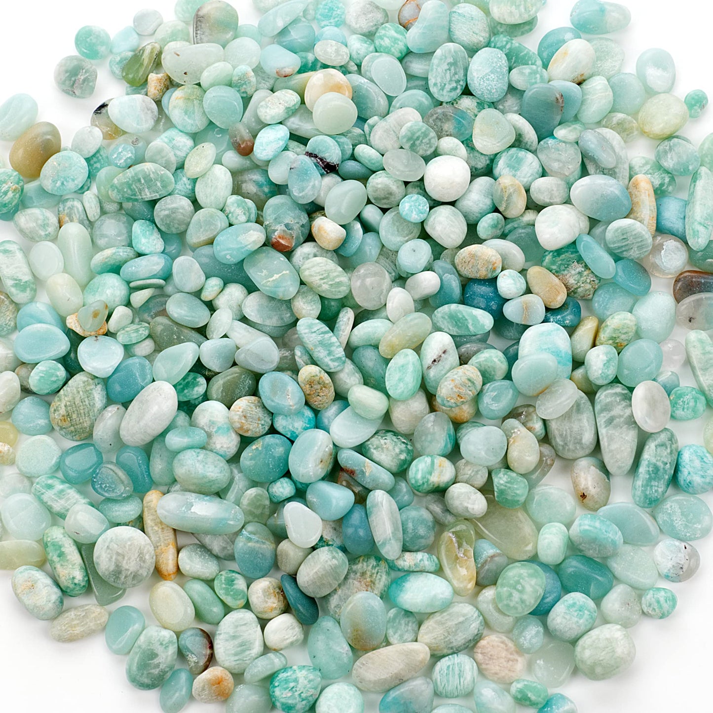 Cherry Tree Collection 1/2 Pound Polished Tumbled Gemstone Chips, Pebbles, Crystal Chips Bulk for Jewelry Making, Healing, Plants, Succulents, Aquariums, Decoration, Chakra (Amazonite-L)