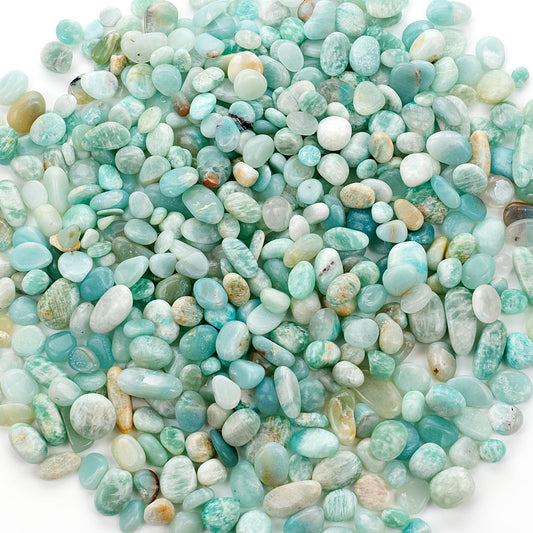 Cherry Tree Collection 1/2 Pound Polished Tumbled Gemstone Chips, Pebbles, Crystal Chips Bulk for Jewelry Making, Healing, Plants, Succulents, Aquariums, Decoration, Chakra (Amazonite-L)