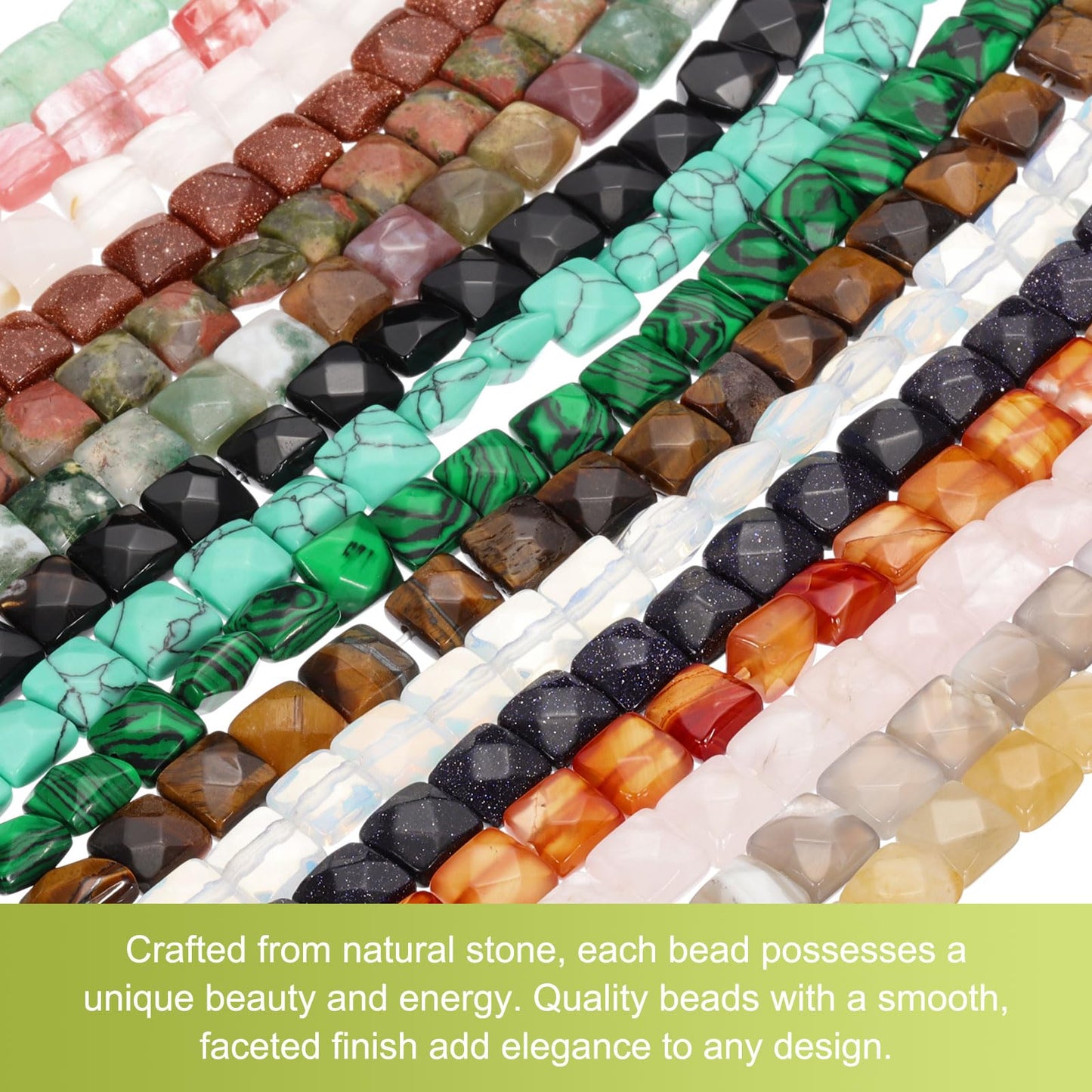 PATIKIL 50 Pack Natural Stone Beads, 8mm Faceted Square Agate Beads Bulk Opal Stones, for DIY Jewelry Making Necklace Bracelet Accessories, 2 Strands, 16 Inches, Clear White