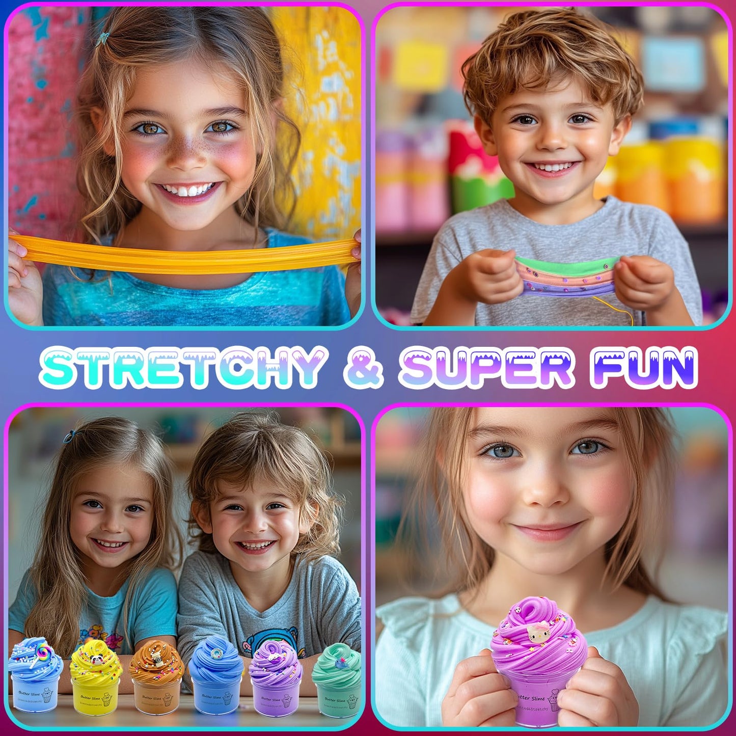 14 Pack Butter Slime Kit, Soft & Non-Sticky,Birthday Gifts for Girl and Boys, Easter Party Favors or Christmas Stocking fillers