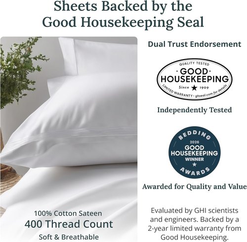 California Design Den Twin XL Bed Sheets Set - 100% Cotton, 400 Thread Count, Silky Smooth Sateen, Breathable - Silver