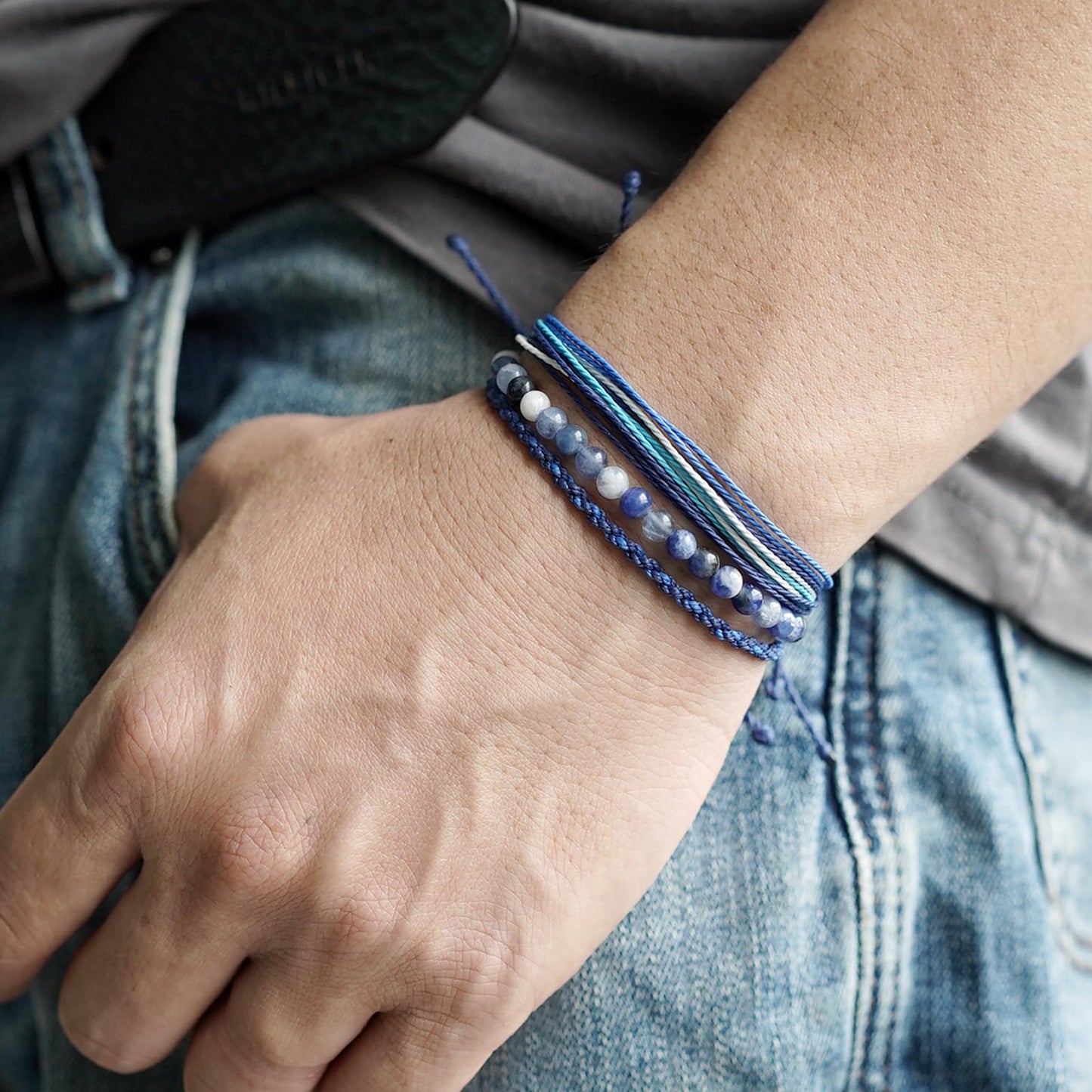 Handmade Natural Stone Beaded Healing Bracelet Gift for Men Adjustable Rope String Bracelet (sodalite, Adjustable)